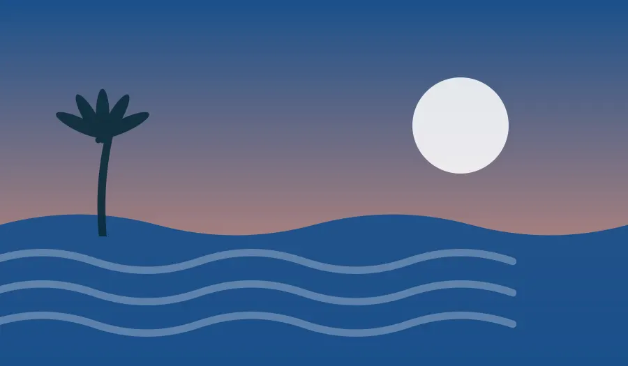 Ilustração de praia representando Passo de Camaragibe
