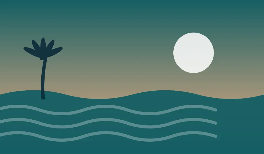 Ilustração de praia representando Porto de Pedras
